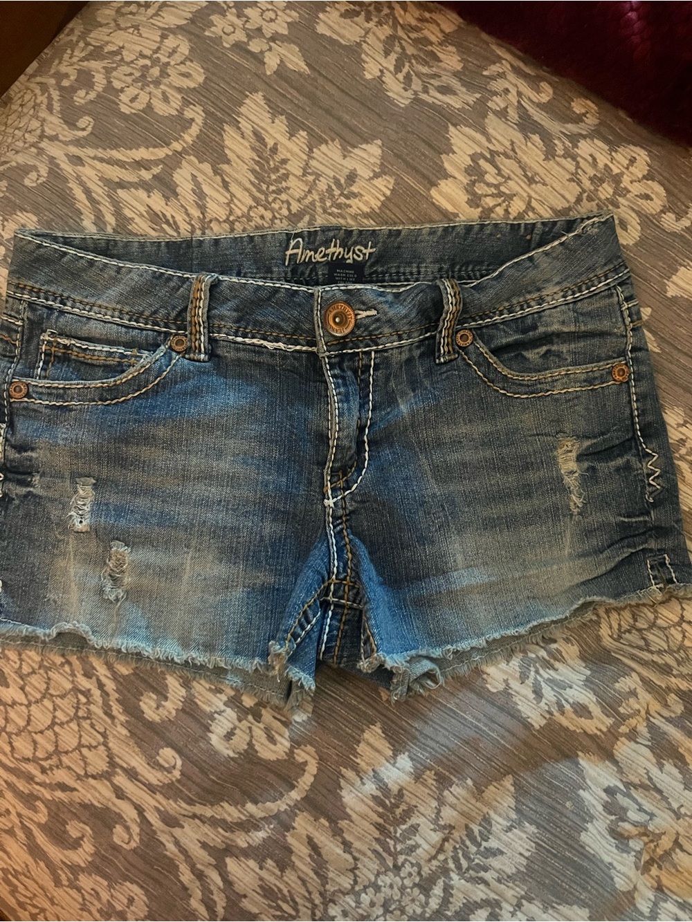Amethyst Jeans Distressed Blue Denim Cutoff Shorts